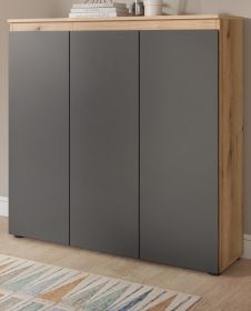 Kommode Assino in grau und Evoke Eiche 105 x 111 cm