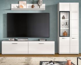 Wohnwand Cover in wei� Hochglanz 3-teilig 235 x 160 cm