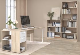 B�rom�bel Set Remote in Eiche und Wei� mit Schreibtisch, Container und 3x Regal