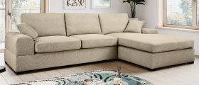 Sofa Novana in beige Strukturstoff Ecksofa 5-Sitzer 308 x 186 cm