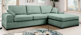Sofa Novana in petrol Strukturstoff Ecksofa 5-Sitzer 308 x 186 cm