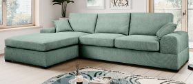 Sofa Novana in petrol Strukturstoff Ecksofa 5-Sitzer 308 x 186 cm