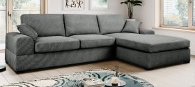 Sofa Novana in grau Strukturstoff Ecksofa 5-Sitzer 308 x 186 cm