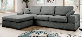 Sofa Novana in grau Strukturstoff Ecksofa 5-Sitzer 308 x 186 cm