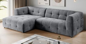 Sofa Astaro in grau Webstoff Ecksofa 5-Sitzer 292 x 161 cm