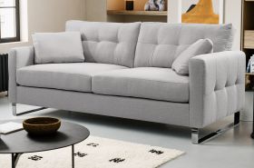 Sofa Alanto in hellgrau Flachgewebe 2,5-Sitzer 203 cm