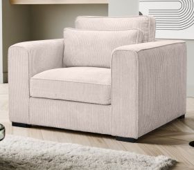 Sessel Canedo in grau-beige Cord Loungesessel 120 cm