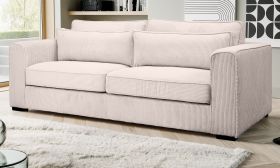 Sofa Canedo in grau-beige Cord Couch 3-Sitzer 241 cm