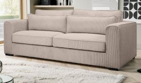 Sofa Canedo in beige-braun Cord Couch 3-Sitzer 241 cm