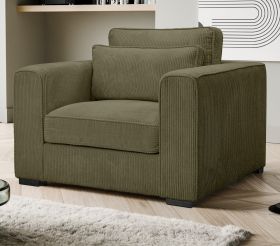 Sessel Canedo in khaki Cord Loungesessel 120 cm