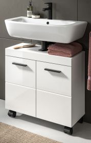 Waschbeckenunterschrank Talerno in wei� Hochglanz Badezimmer Unterschrank 60 x 58 cm