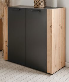 Kommode Kampen in grau und Artisan Eiche 89 x 85 cm