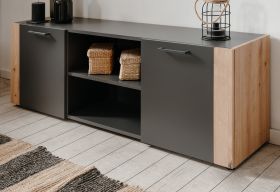 TV-Lowboard Kampen in grau und Artisan Eiche 138 cm