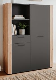 Highboard Kampen in grau und Artisan Eiche 100 x 155 cm