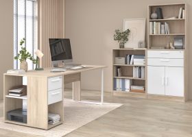 B�rom�bel Set Remote in Eiche und Wei� mit Schreibtisch, Container und Stauraumregal