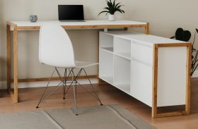 Schreibtisch Malta in wei� und Artisan Eiche 139 x 139 cm