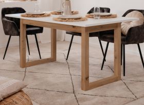 Esstisch Malta in wei� und Artisan Eiche ausziehbar 160 / 200 x 90 cm