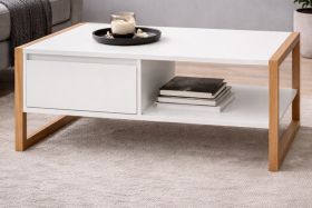 Couchtisch Malta in wei� und Artisan Eiche 100 x 55 cm