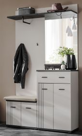 Garderobe Set Vektor in Kaschmir und schwarz Garderobenkombination 4-teilig mit Streifenmuster 120 x 203 cm