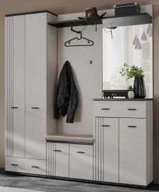 Garderobe Set Vektor in Kaschmir und schwarz Garderobenkombination 5-teilig mit Streifenmuster 180 x 203 cm