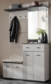 Garderobe Set Vektor in Kaschmir und schwarz Garderobenkombination 4-teilig mit Streifenmuster 120 x 203 cm