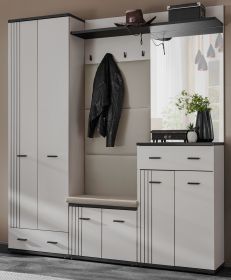 Garderobe Set Vektor in Kaschmir und schwarz Garderobenkombination 5-teilig mit Streifenmuster 180 x 203 cm