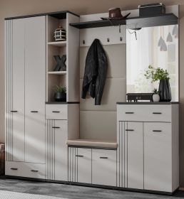Garderobe Set Vektor in Kaschmir und schwarz Garderobenkombination 6-teilig mit Streifenmuster 210 x 203 cm