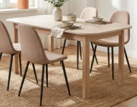 Esstisch Gilian in Samt und Riva Eiche Tisch ausziehbar 160 / 200 x 90 cm