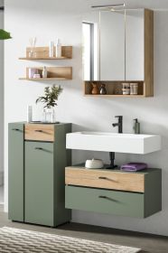 Badm�bel Set Matteo in gr�n und Evoke Eiche Badkombination 141 x 191 cm