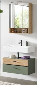Badm�bel Set Matteo in gr�n und Evoke Eiche Badkombination 75 x 191 cm