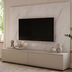 TV-Lowboard Set Charm in Kaschmir und Marmor wei� 180 cm, Flat-TV Unterschrank mit Wandpaneel, Push-To-Open
