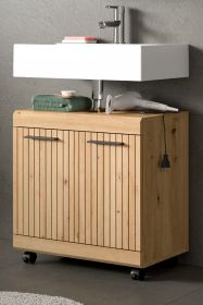 Waschbeckenunterschrank Shawn in Artisan Eiche Badezimmer Unterschrank auf Rollen 60 cm