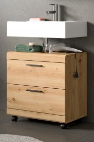 Waschbeckenunterschrank Shawn in Artisan Eiche Badezimmer Unterschrank auf Rollen 60 cm