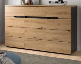 Sideboard Cooper in Artisan Eiche und grau Kommode 130 cm, Soft-Close