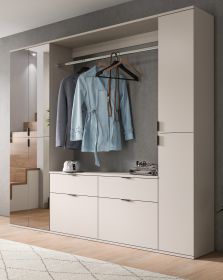 Garderobe Set Line-Up in Kaschmir Garderobenschrank mit Spiegel 212 x 193 cm