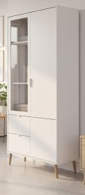 Vitrine Runa in wei� matt Vitrinenschrank skandinavisch 92 x 191 cm