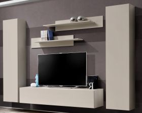 Wohnwand Option in Kaschmir Schrankwand 5-teilig h�ngend mit Push-To-Open, 260 x 170 cm