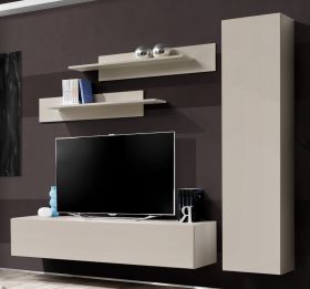 Wohnwand Option in Kaschmir Schrankwand 4-teilig h�ngend mit Push-To-Open, 210 x 170 cm