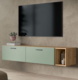 TV-Lowboard Onawa in Gr�n und Artisan Eiche TV Unterteil h�ngend / stehend 176 cm