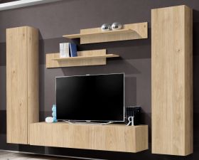 Wohnwand Option in Jackson Eiche Schrankwand 5-teilig h�ngend mit Push-To-Open, 260 x 170 cm