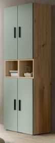 Stauraumschrank Onawa in Gr�n und Artisan Eiche Mehrzweckschrank 65 x 178 cm