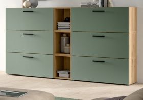 Sideboard Onawa in Gr�n und Artisan Eiche Kommode 176 cm, Soft-Close