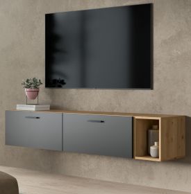TV-Lowboard Onawa in Grau und Artisan Eiche TV Unterteil h�ngend / stehend 176 cm
