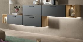 Sideboard Onawa in Grau und Artisan Eiche Stauraumschrank 277 cm, Soft-Close