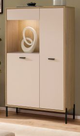 Vitrine Ingar in Kaschmir und Eiche Highboard 80 x 150 cm, Soft-Close