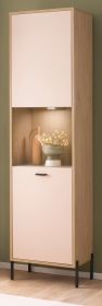 Vitrine Ingar in Kaschmir und Eiche Vitrinenschrank 54 x 204 cm, Soft-Close