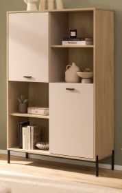 Regalschrank Ingar in Kaschmir und Eiche Highboard 105 x 160 cm, Soft-Close