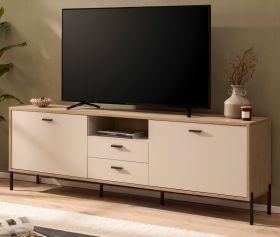 TV-Lowboard Ingar in Kaschmir und Eiche TV Unterteil 195 x 64 cm, mit Soft-Close und Komforth�he
