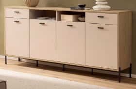 Sideboard Ingar in Kaschmir und Eiche Kommode 205 cm, Soft-Close