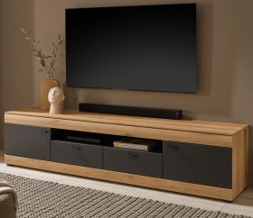 TV-Lowboard Assina in Evoke Eiche und grau matt TV Unterteil 200 cm, Soft-Close
